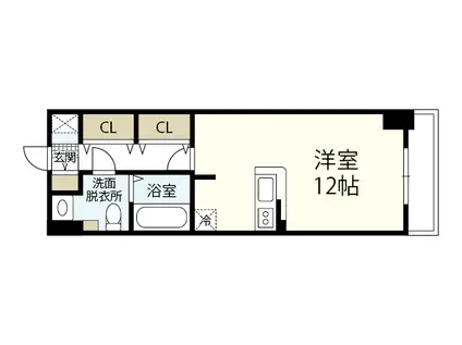 JR新白島駅前東亜ビル(ワンルーム/12階)の間取り写真