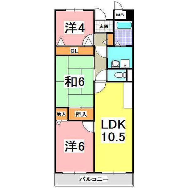 エクセレント今寺(3LDK/1階)の間取り写真