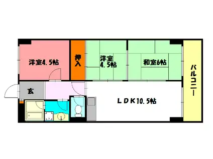 持子ビル(3LDK/3階)の間取り写真