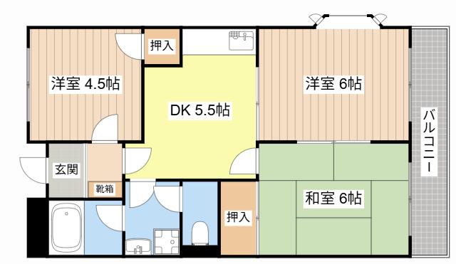 TWINAVENUEA棟(3DK/3階)の間取り写真