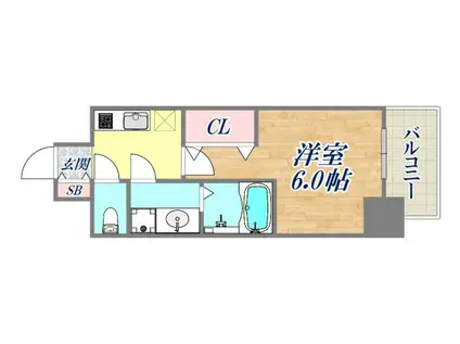 レジュールアッシュ神戸ヴィヴァン(1K/4階)の間取り写真