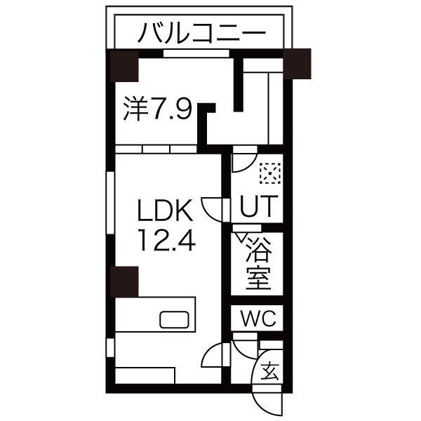 TROIS 2ND(1LDK/9階)の間取り写真