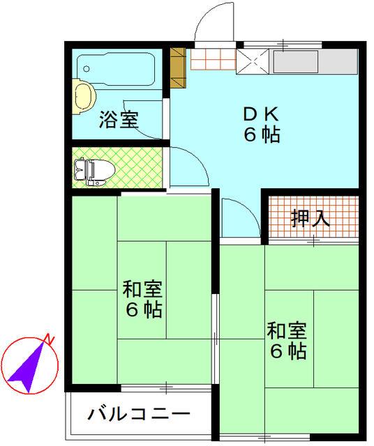 和田ハイム(2DK/2階)の間取り写真