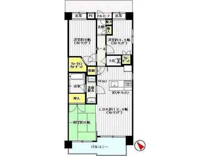 アンビシャスパーク京王堀之内(3LDK/4階)の間取り写真