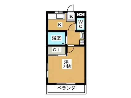 ガーデンウォーク(1K/1階)の間取り写真