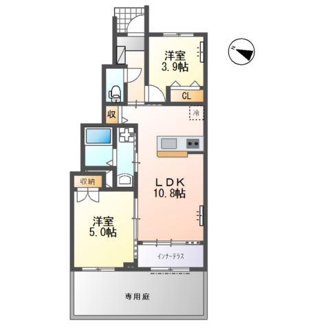 パラディ(2LDK/1階)の間取り写真