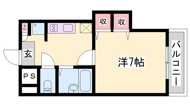 ジュネス神屋町(1K/8階)の間取り写真