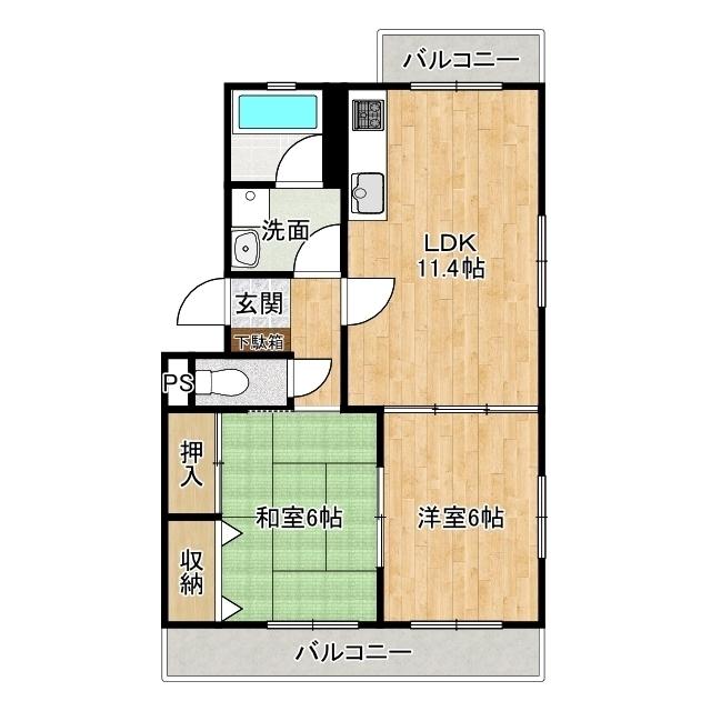 チェリーガーデン(2LDK/1階)の間取り写真
