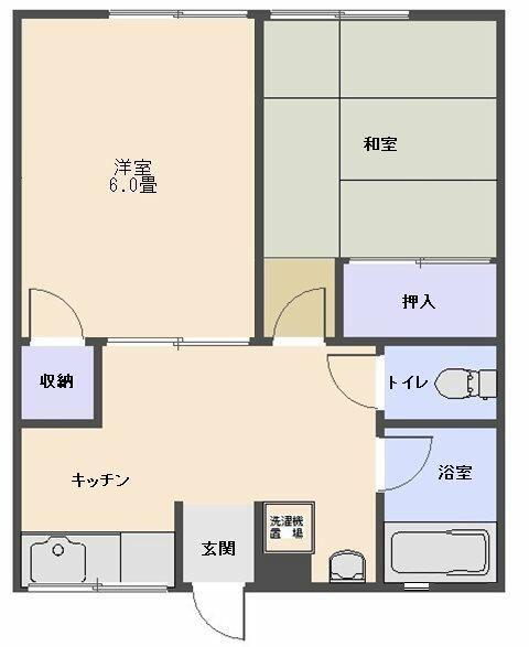 シティハイム岸和(2K/1階)の間取り写真