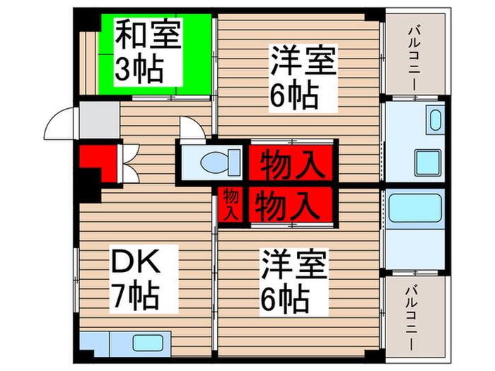 ビレッジハウス江戸川台2号棟(3DK/1階)の間取り写真