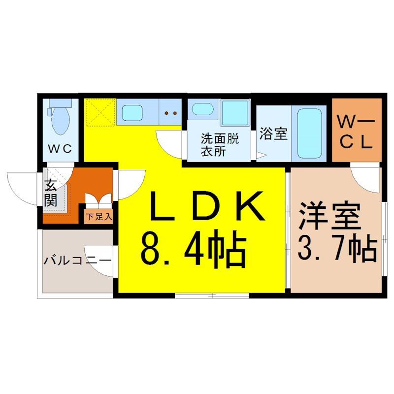 ハーモニーテラス岩塚町(1LDK/1階)の間取り写真