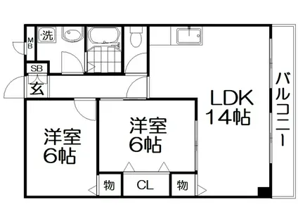 ベルミー大野(2LDK/3階)の間取り写真