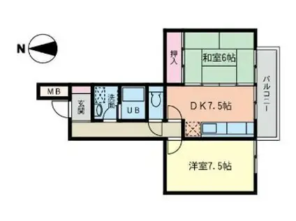 ハイネス今川(2DK/1階)の間取り写真