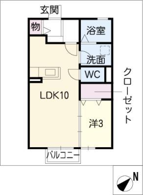 マローネ平針(1LDK/2階)の間取り写真