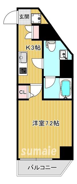 ラフィスタ新小岩II(1K/6階)の間取り写真