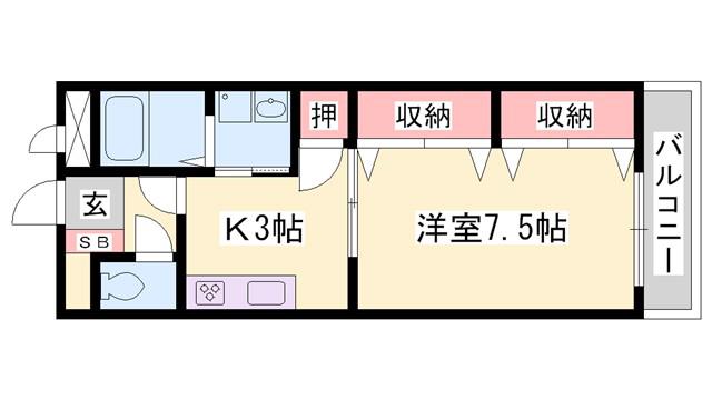 ヴァン ヴェール(1K/2階)の間取り写真