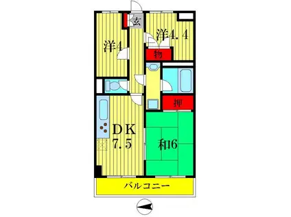 金町シティハイツ(3DK/3階)の間取り写真