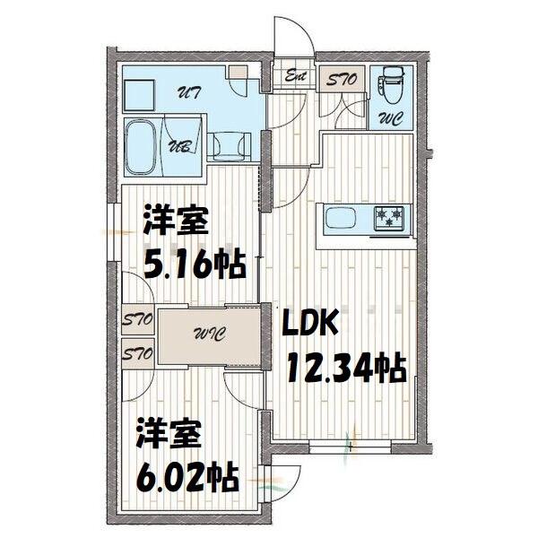 QUADOR NOIE 今池(2LDK/3階)の間取り写真