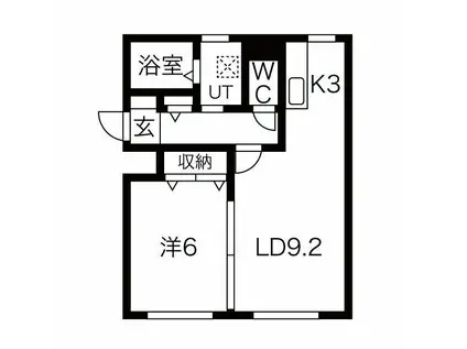 スカイハイツ伏見(1LDK/1階)の間取り写真