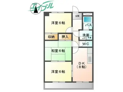 エレガントレーベンB(3DK/1階)の間取り写真