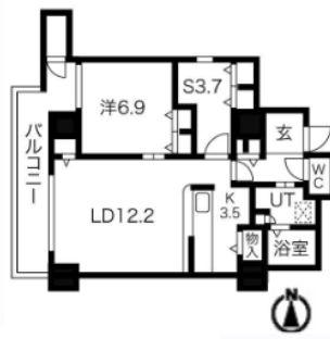 シティコート目黒4棟(1SLDK/2階)の間取り写真