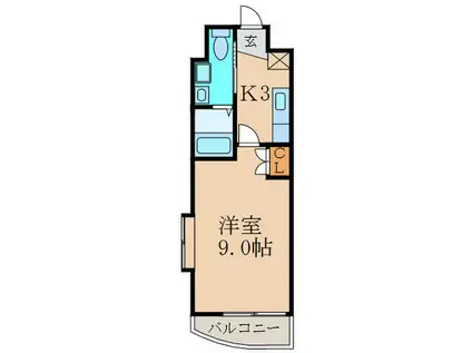 ベルガ北方(1K/9階)の間取り写真