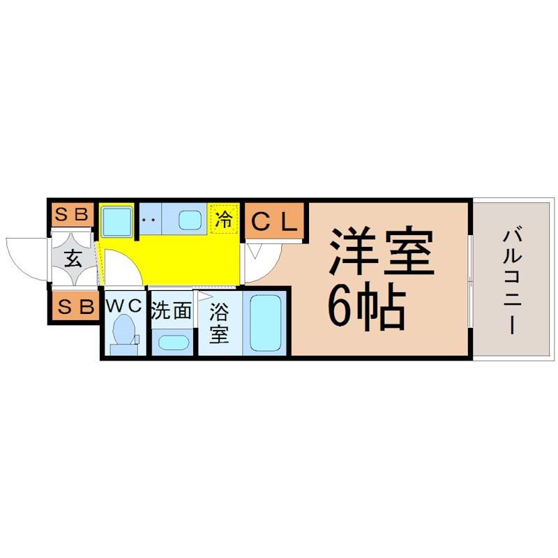 エステムコート名古屋金山ミッドクロス(1K/7階)の間取り写真