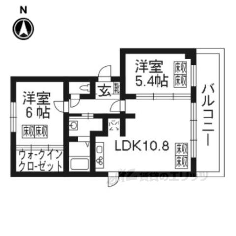 ルネスブリオ(2LDK/3階)の間取り写真