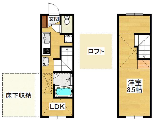 ESPACIO DEL AMOR(1LDK/2階)の間取り写真