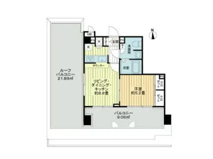 フェニックス麻布狸穴公園(1LDK/5階)の間取り写真