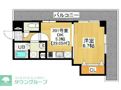 ウイングテラス大久保(1DK/2階)の間取り写真