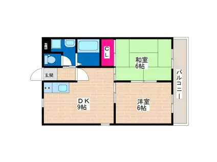 レインボーコートパートI(2DK/2階)の間取り写真