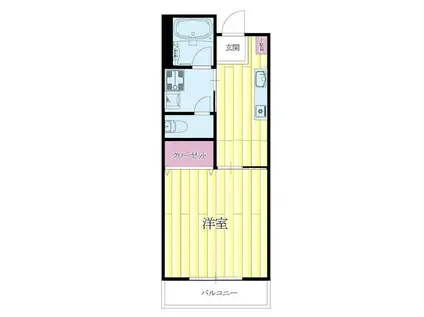 JR東海道本線 岸辺駅 徒歩10分 3階建 築24年(1K/3階)の間取り写真