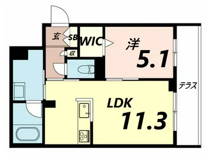 シャーメゾン姫路W(1LDK/1階)の間取り写真
