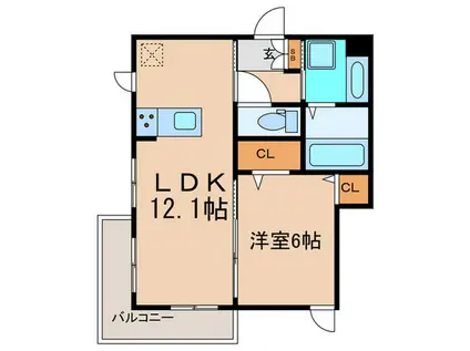 D-ROOM久津川(1LDK/2階)の間取り写真