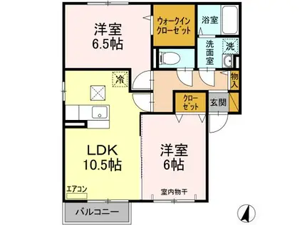 キャトルセゾンD(2LDK/1階)の間取り写真