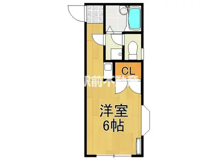 コーポカズI・II(ワンルーム/2階)の間取り写真