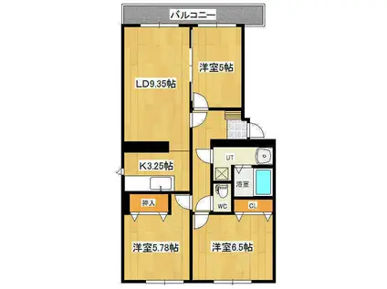 グリーンヒル多谷(3LDK/3階)の間取り写真