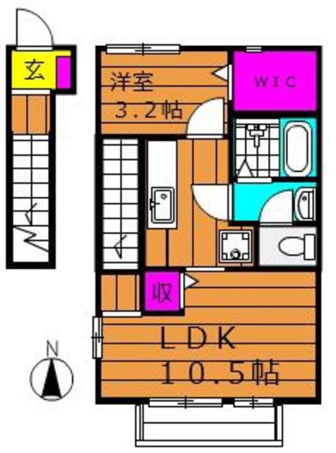 サンフォーレストII(1LDK/2階)の間取り写真