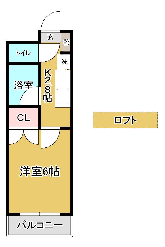 ロイヤルヒルズ木町II(1K/4階)の間取り写真