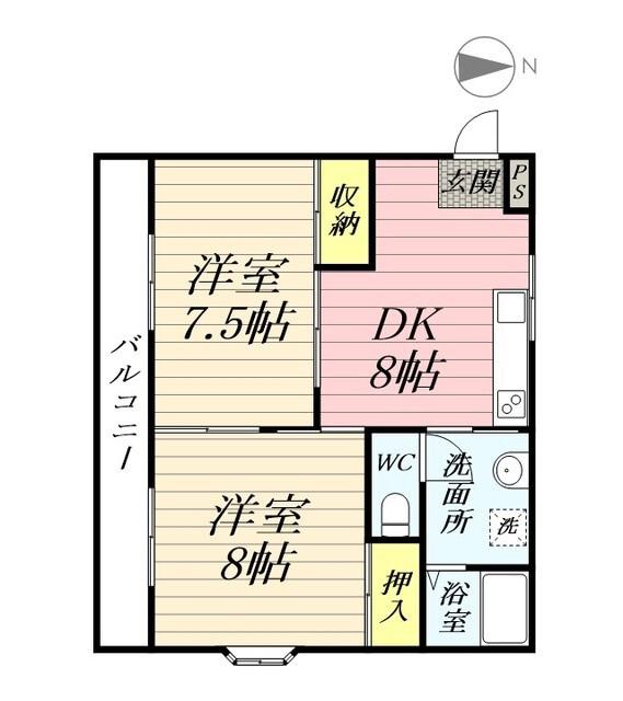 クインハイツ(2DK/1階)の間取り写真