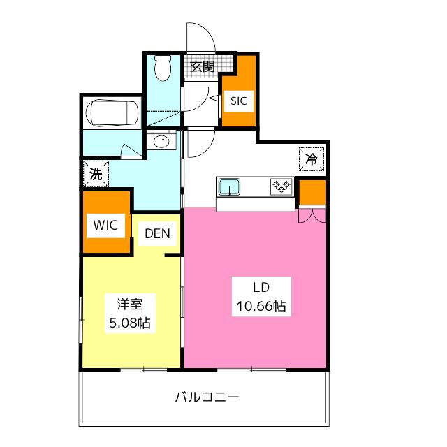 QUADOR CONTIGO高宮(1LDK/2階)の間取り写真