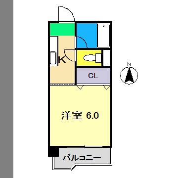 エレガンスコーポクスノセ(1K/3階)の間取り写真