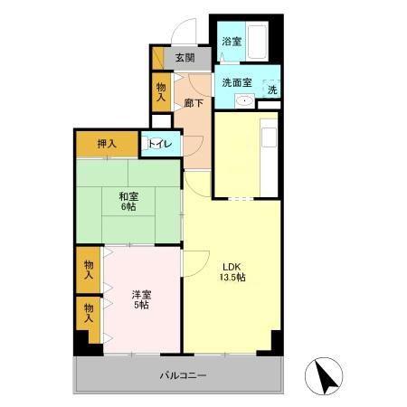 オーシャンビュー弐番館(2LDK/3階)の間取り写真