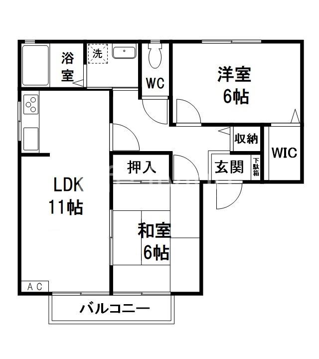 LIFE館アムールB(2LDK/2階)の間取り写真
