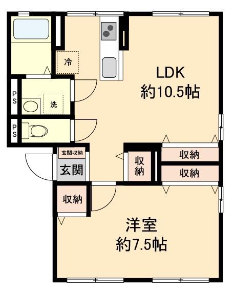 NO.3山麓荘(1LDK/1階)の間取り写真