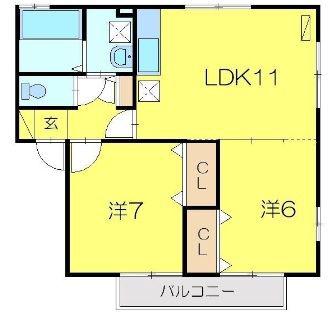 クレールメゾンD(2LDK/1階)の間取り写真