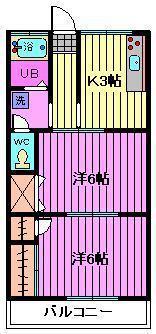 小川マンションA棟B棟(2K/2階)の間取り写真