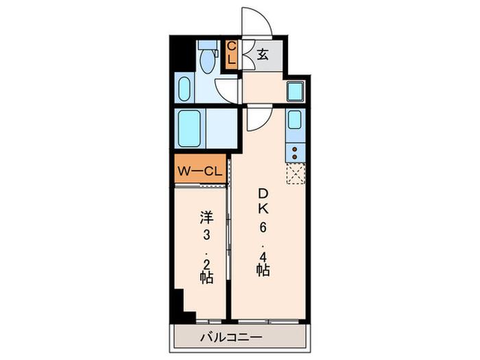 ジオエント横浜(1DK/1階)の間取り写真