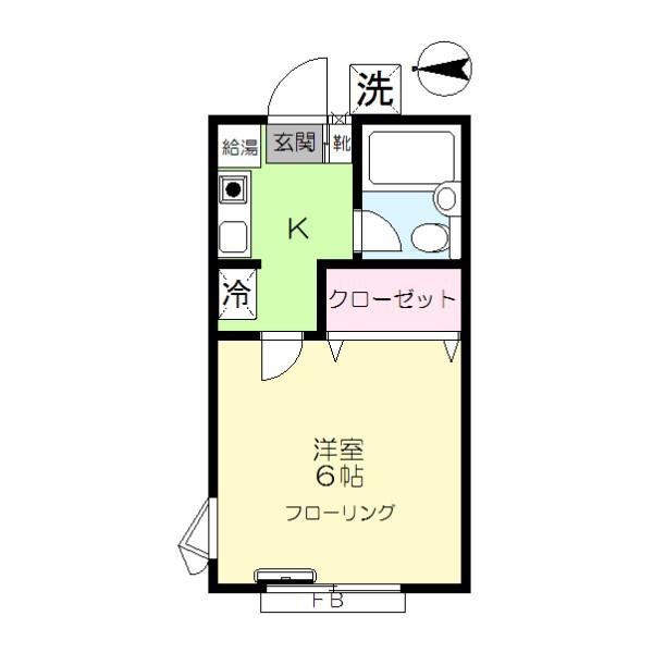 ヒルサイドコーポ(1K/1階)の間取り写真